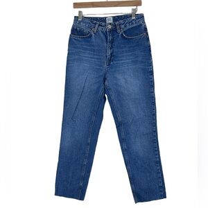 BDG | Rigid blue high rise mom Jean ankle fray straight leg denim size 27